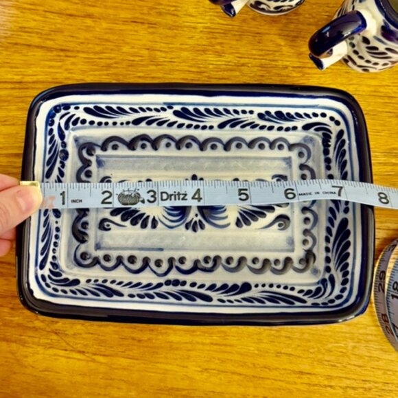 Mexican Talavera Pottery Blue Tray and Two Tequila Glasses - Handmade - Picture 8 of 10